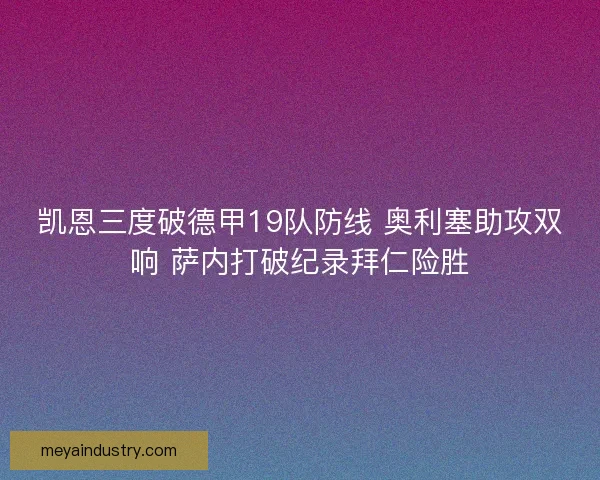 凯恩三度破德甲19队防线 奥利塞助攻双响 萨内打破纪录拜仁险胜