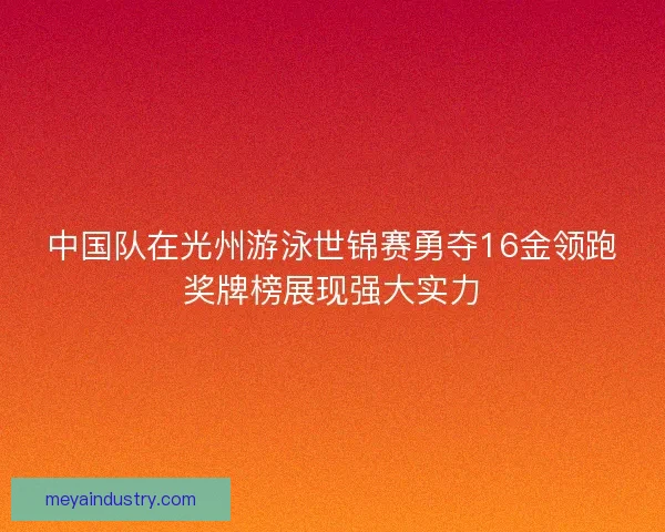 中国队在光州游泳世锦赛勇夺16金领跑奖牌榜展现强大实力