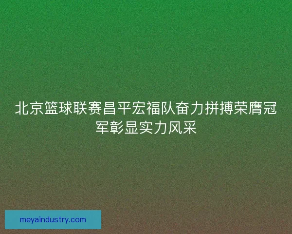 北京篮球联赛昌平宏福队奋力拼搏荣膺冠军彰显实力风采 北京篮球联赛昌平宏福队奋力拼搏荣膺冠军彰显实力风采
