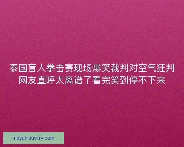 泰国盲人拳击赛现场爆笑裁判对空气狂判网友直呼太离谱了看完笑到停不下来