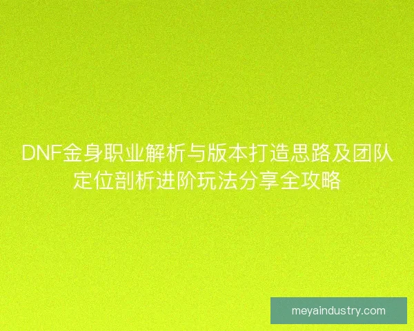 DNF金身职业解析与版本打造思路及团队定位剖析进阶玩法分享全攻略